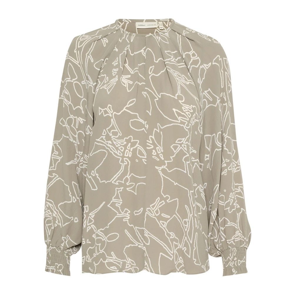 InWear Gedrukte blouse met pofmouwen Beige Dames