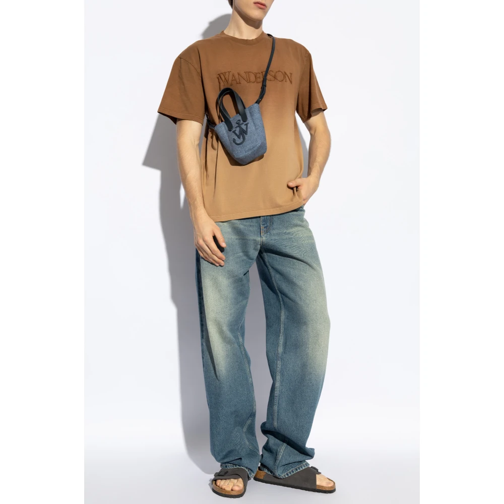 JW Anderson T-shirt met geborduurd logo Brown Heren