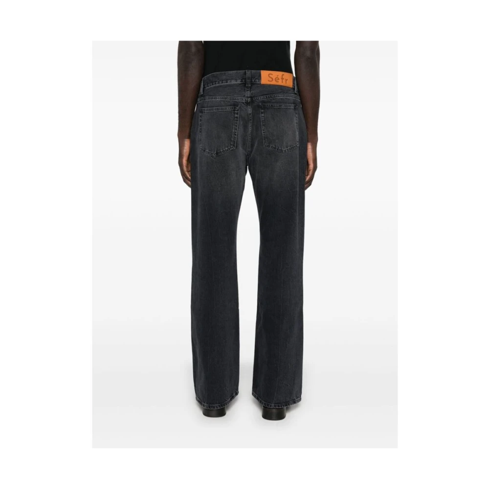 Séfr Zwarte Bootcut Jeans met Whiskering Effect Black Heren