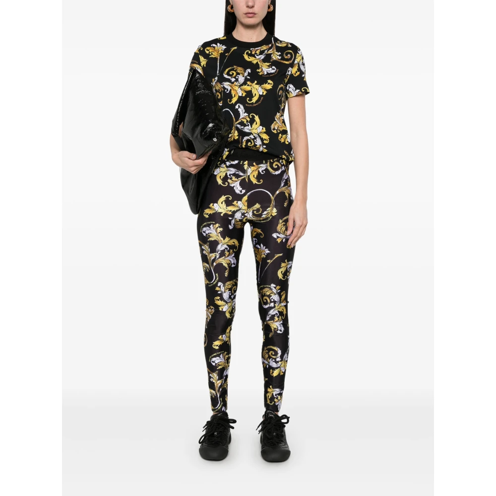 Versace Jeans Couture Zwart Goud Barocco T-Shirt Multicolor Dames