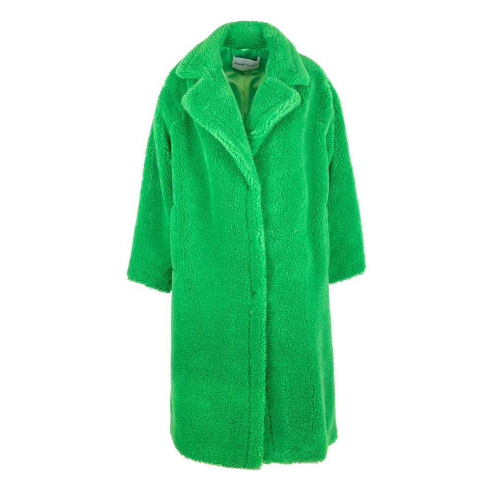 Stand Studio Grön Faux Fur Shearling Jacka Green, Dam