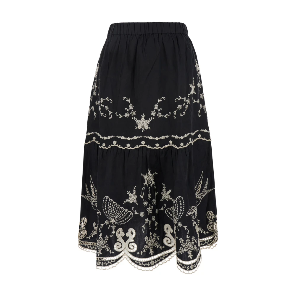 Sea NY Zwarte Geborduurde Katoenen Rok Vrouw Black Dames
