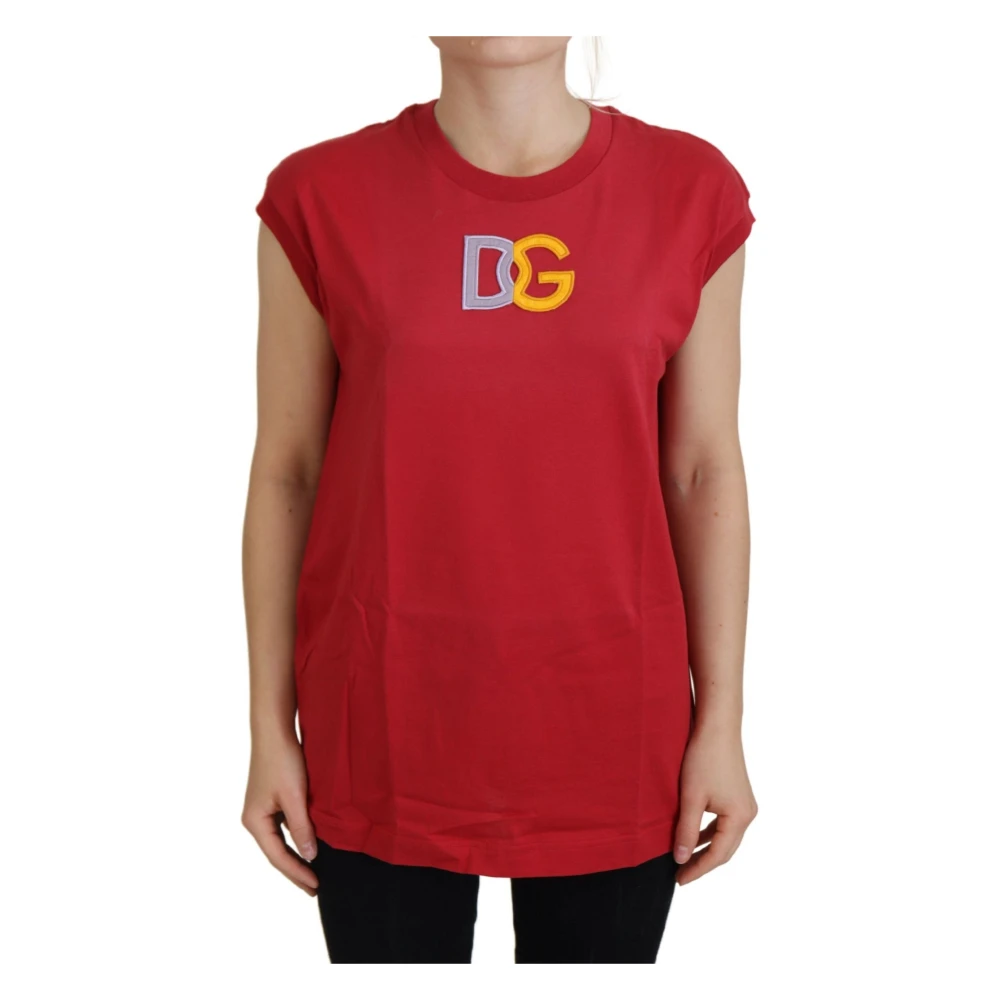 Dolce & Gabbana Rode Katoenen DG Logo Tank Top T-shirt Red Dames