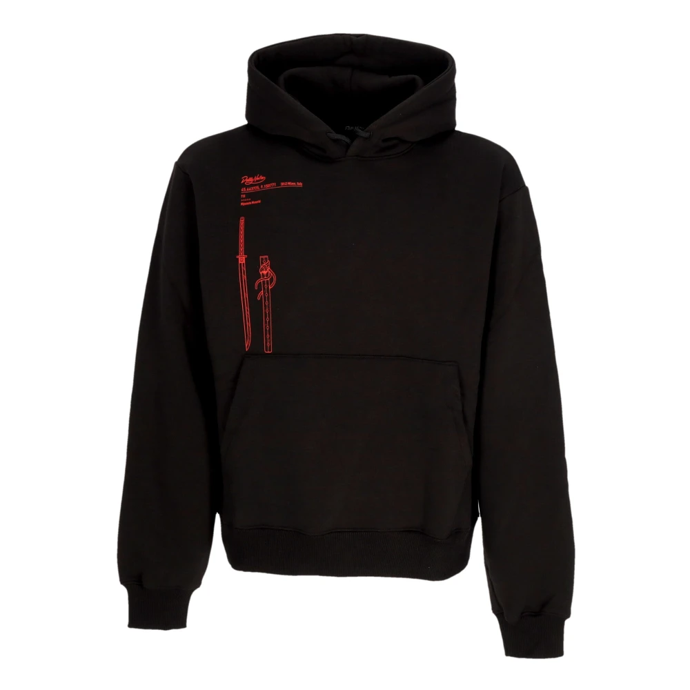 Dolly Noire Zwarte Sweatshirt met capuchon en outline voor mannen Black Heren