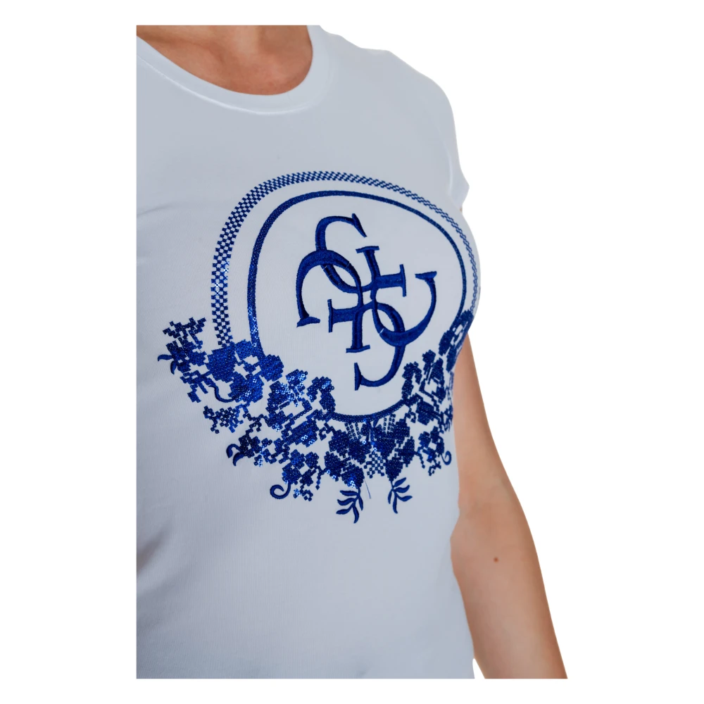Guess Paillet T-shirt Herfst Winter Collectie White Dames
