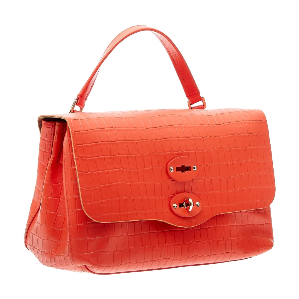 Zanellato Oranje Leren Schoudertas Orange Dames