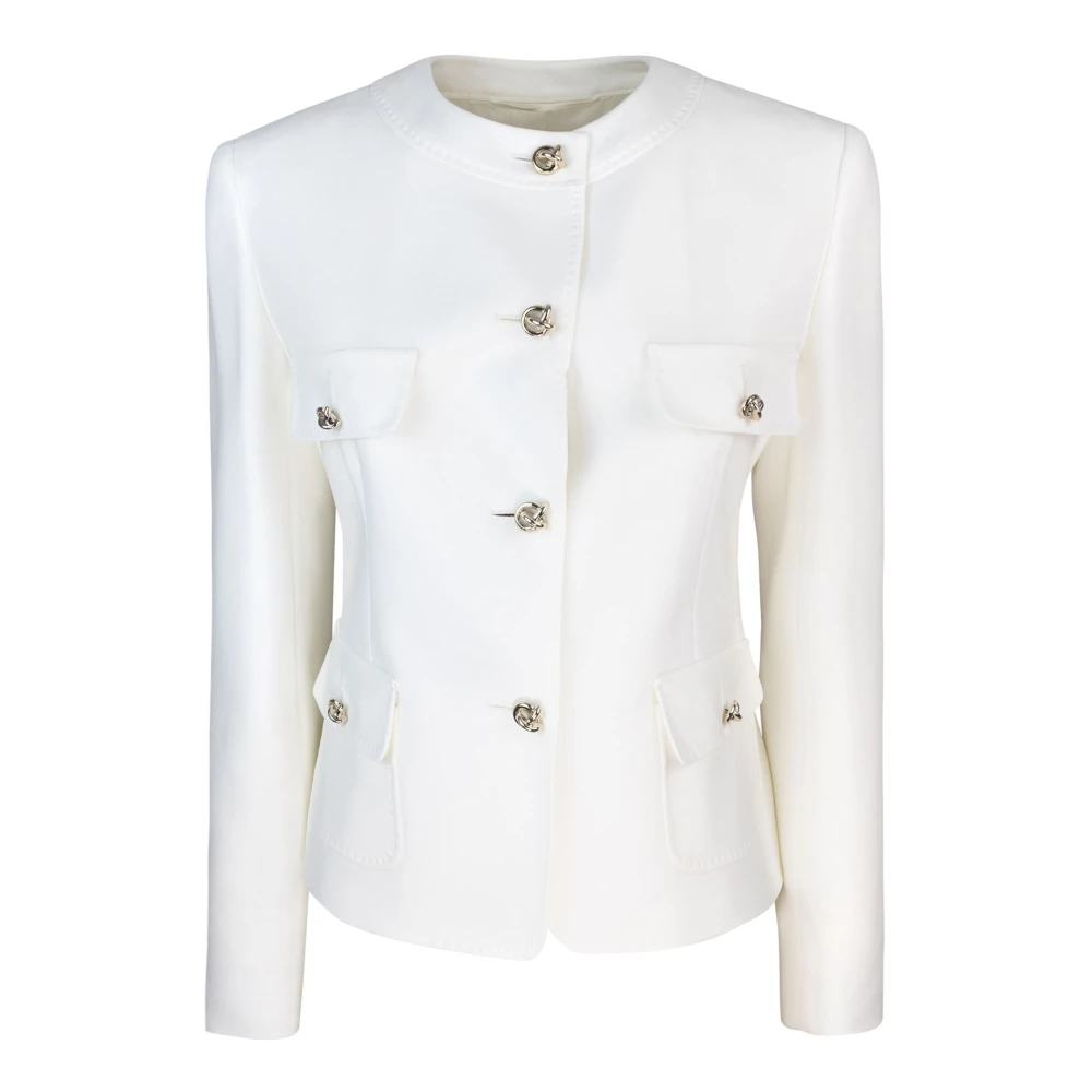 Max Mara Studio Witte Jassen in Triacetaat Polyester Mix White Dames
