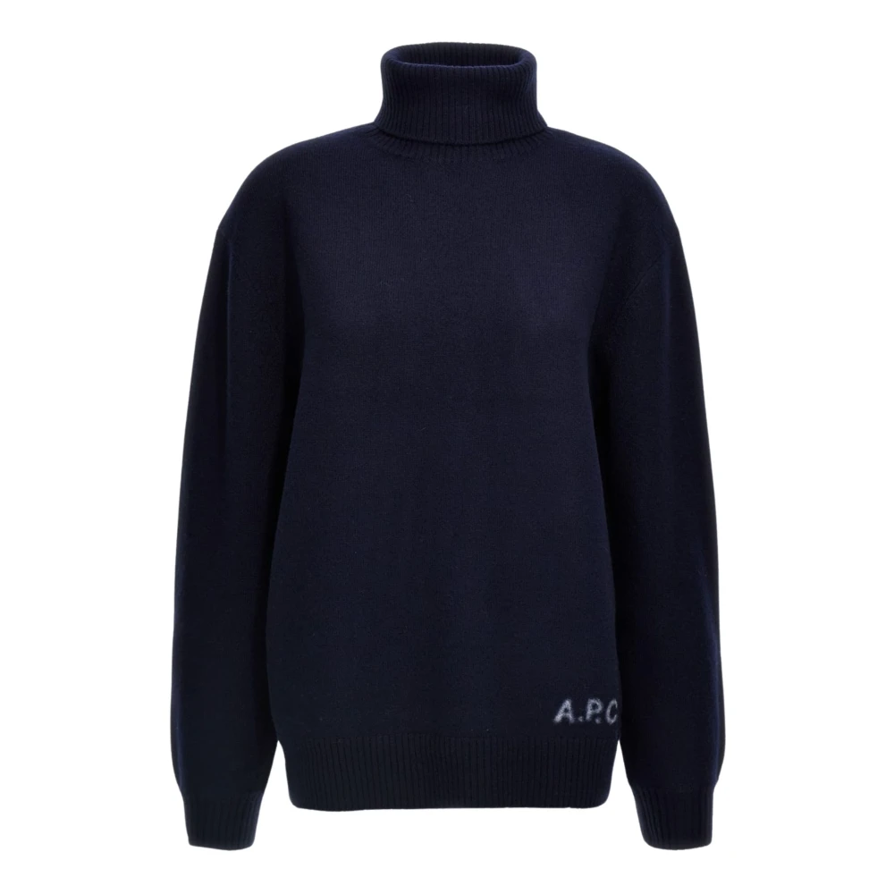 A.p.c. Women's Blue Walter Turtleneck Jumper - Turtlenecks - Xs - Knitwear