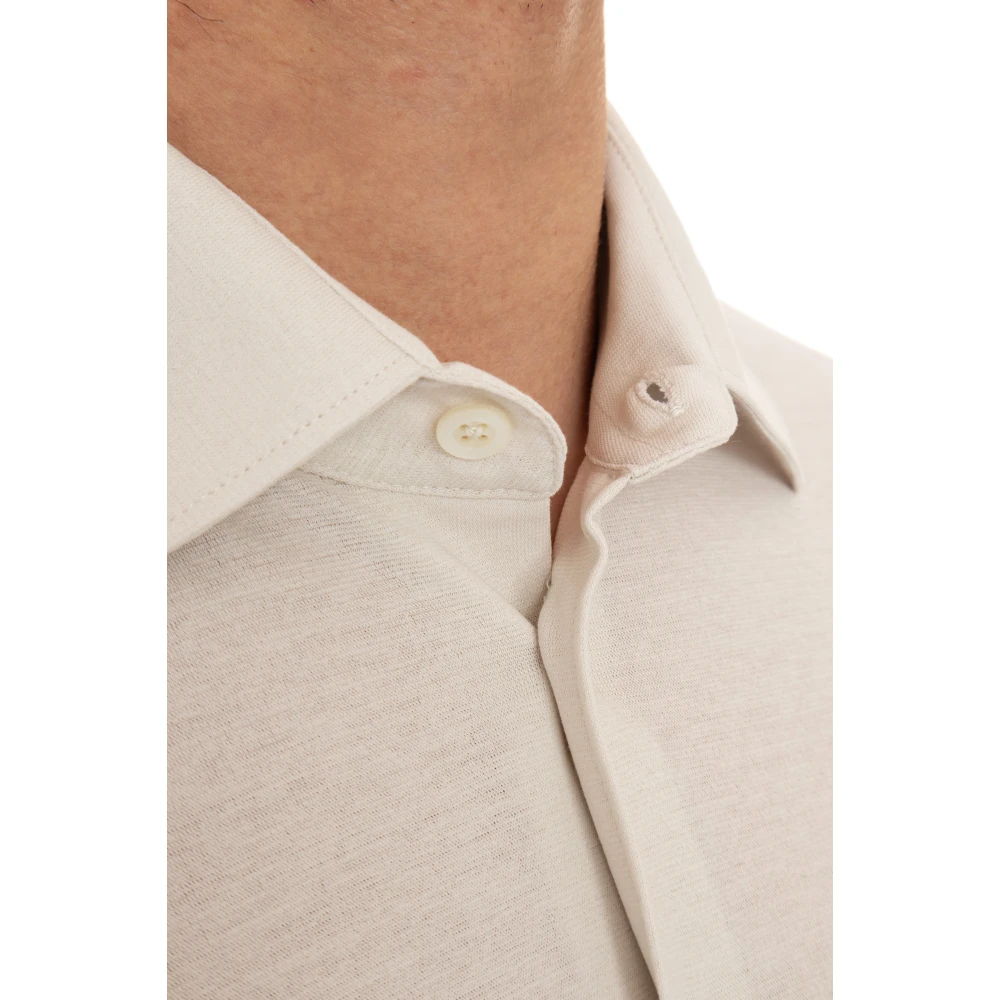 Herno Katoenen Polo Shirt Lange Mouwen Stretch White Heren