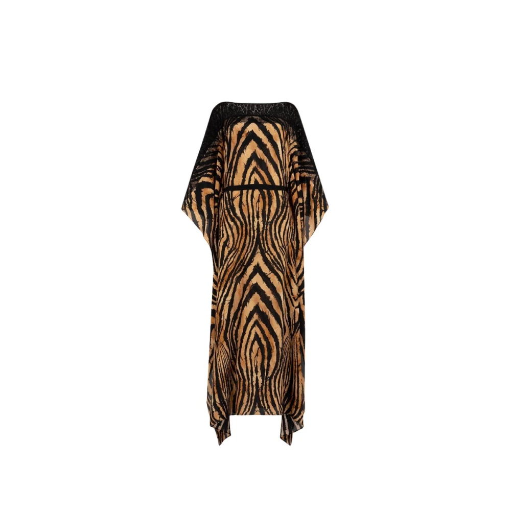 Roberto Cavalli Sicily Queen Print Kaftan Leopard Lace Multicolor Dames