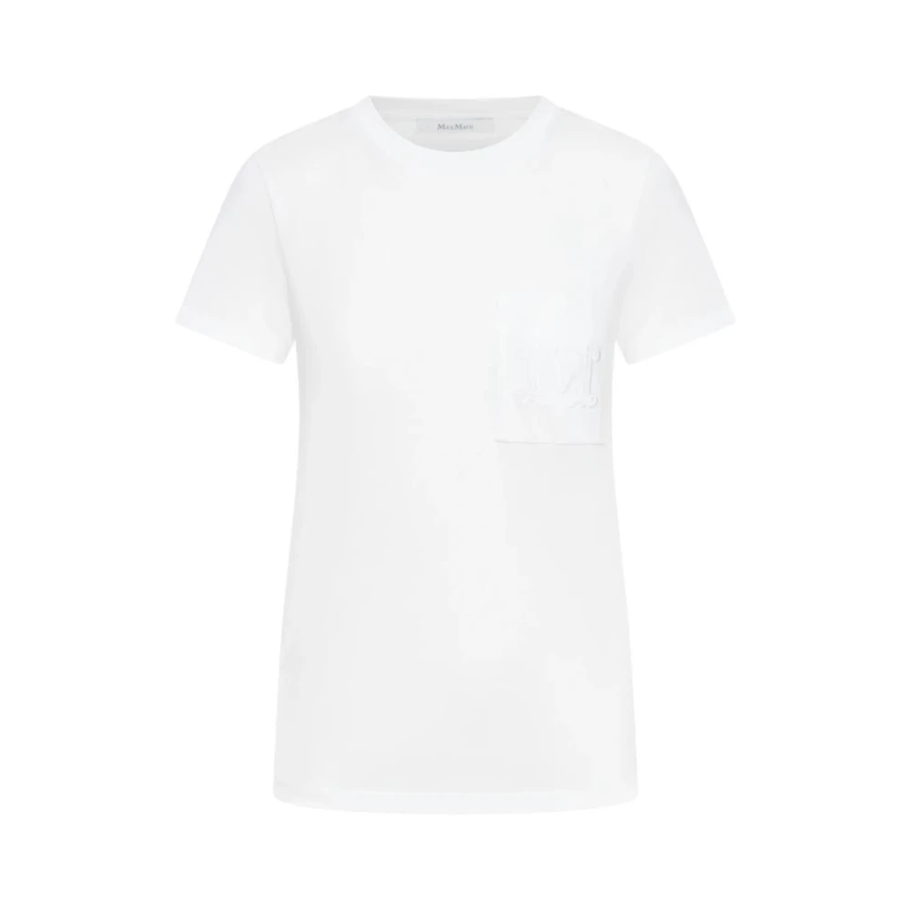 Max Mara Witte Katoenen T-shirt met Logo Borduurwerk White Dames