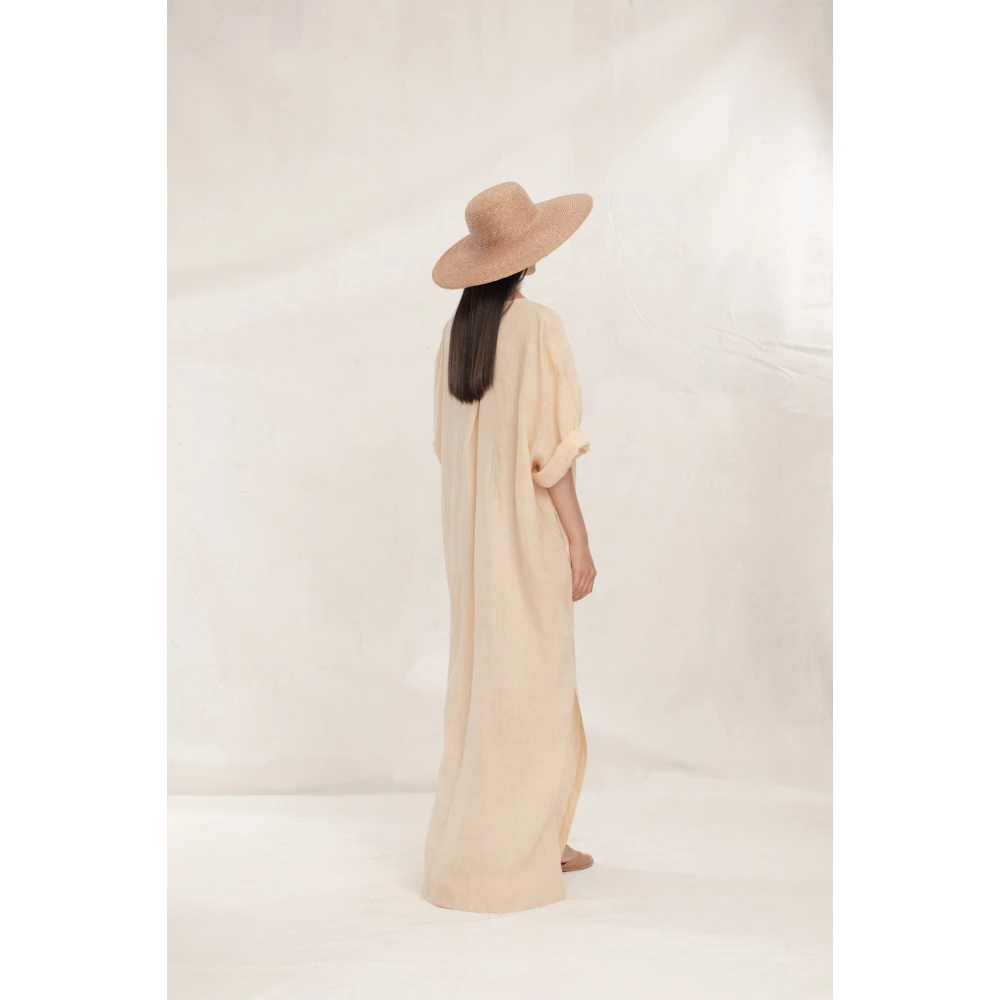 Cortana Montessori perzikgeklede linnen jurk Beige Dames
