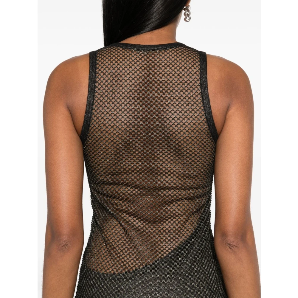 Palm Angels Zwarte Mesh Gelaagde Jurk Black Dames