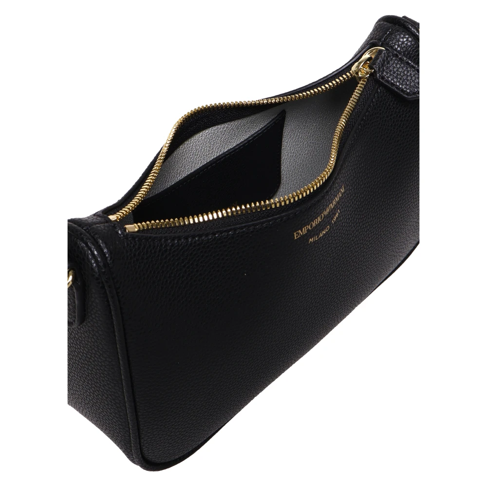 Emporio Armani Zwarte Chevron Textuur Schoudertas Black Dames