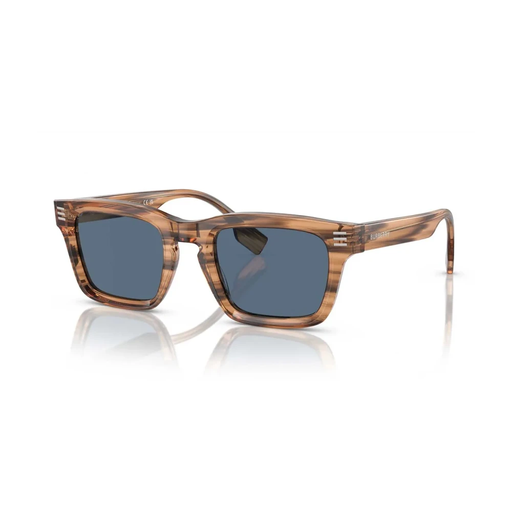 Burberry Unisex Brown Rectangular Sunglasses With Dark Blue Lenses