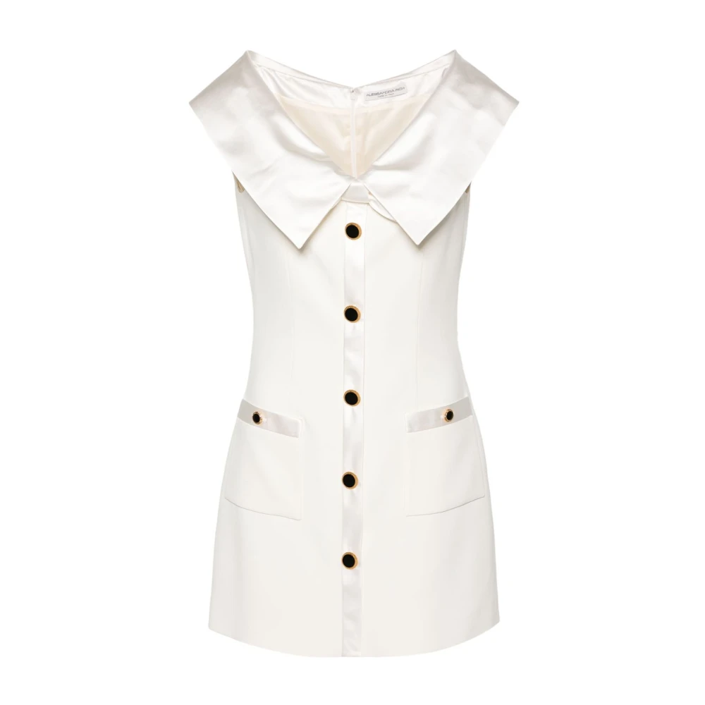 Alessandra Rich Witte Jurk met Strikdetail White Dames