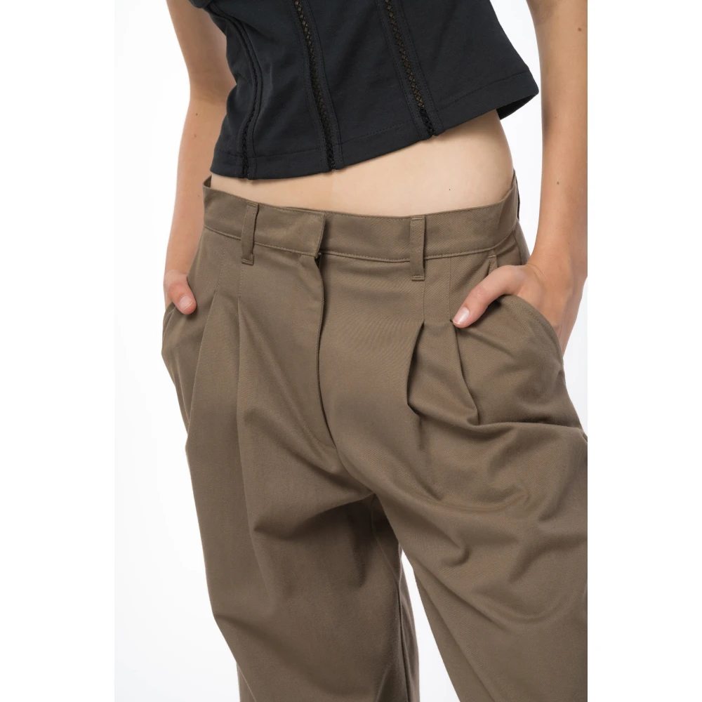 pinko Wide Trousers Brown Dames