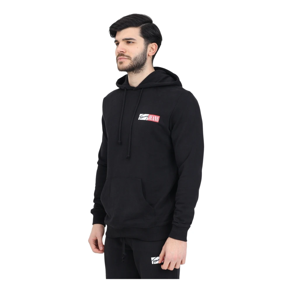 Tommy Jeans Zwarte hoodie met iconische details Black Heren