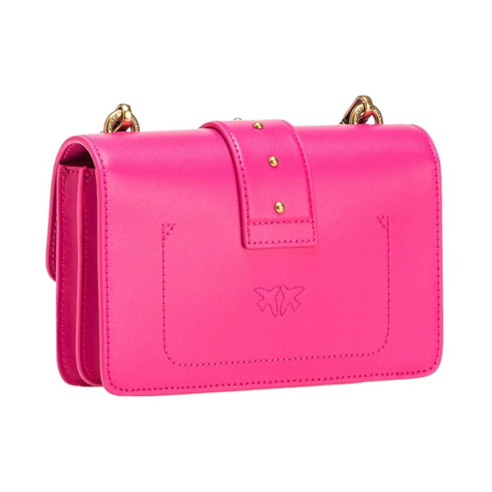 pinko Studded Leather Mini Love Bag Pink Dames