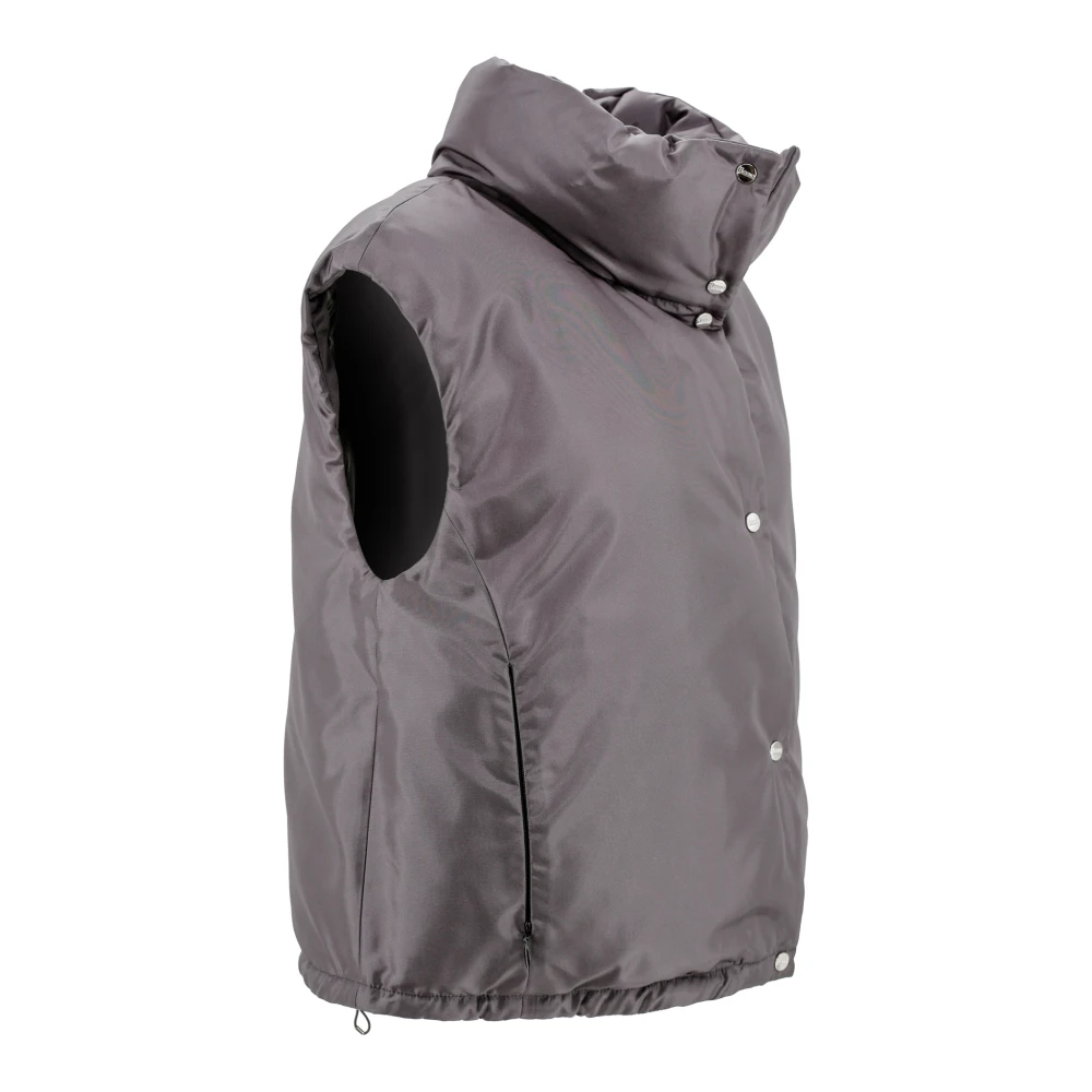 Herno Grijze Mouwloze Gewatteerde Crop Stofjas Gray Dames