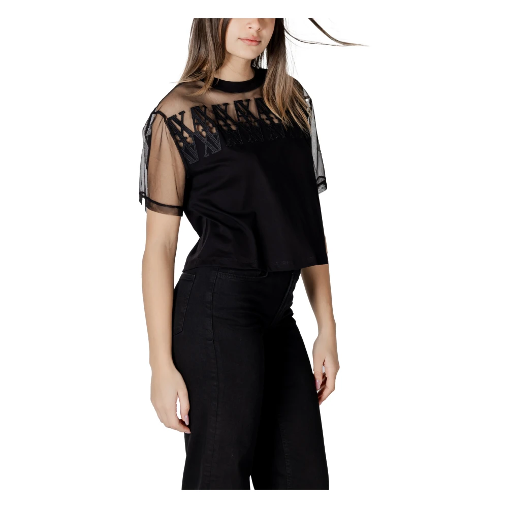 Armani Exchange Korte mouwen katoenen T-shirt collectie Black Dames