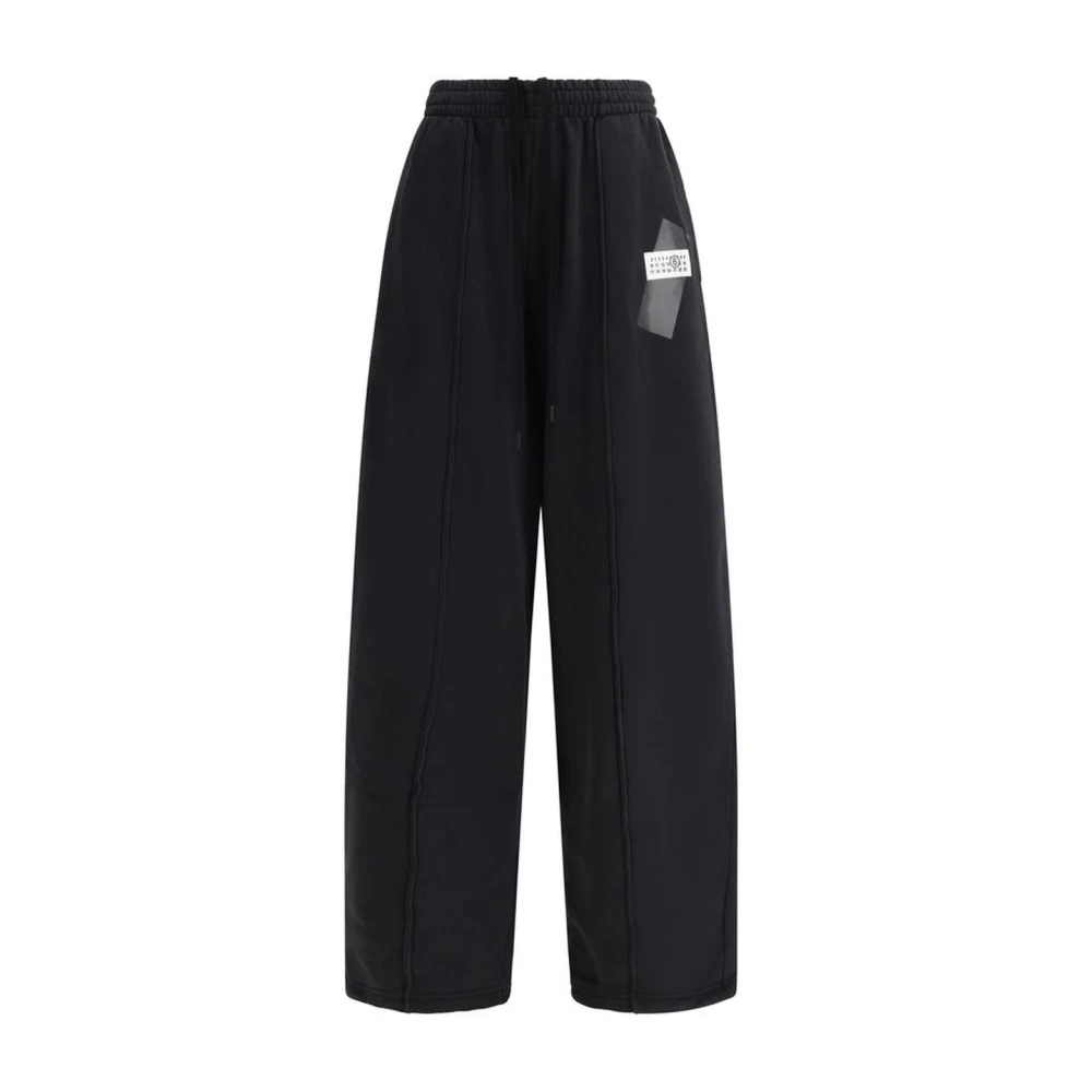 MM6 Maison Margiela Kontrasterande Monogram Wide-Leg Sweatpants Black, Dam