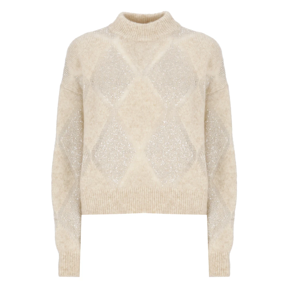 BRUNELLO CUCINELLI Paillet Wol Mohair Trui Vrouw Beige Dames