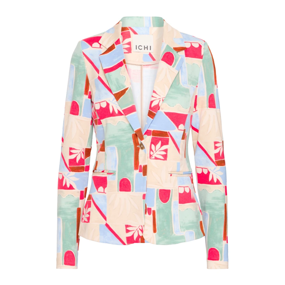 Ichi Print Blazer Multi Tile Aop Multicolor Dames