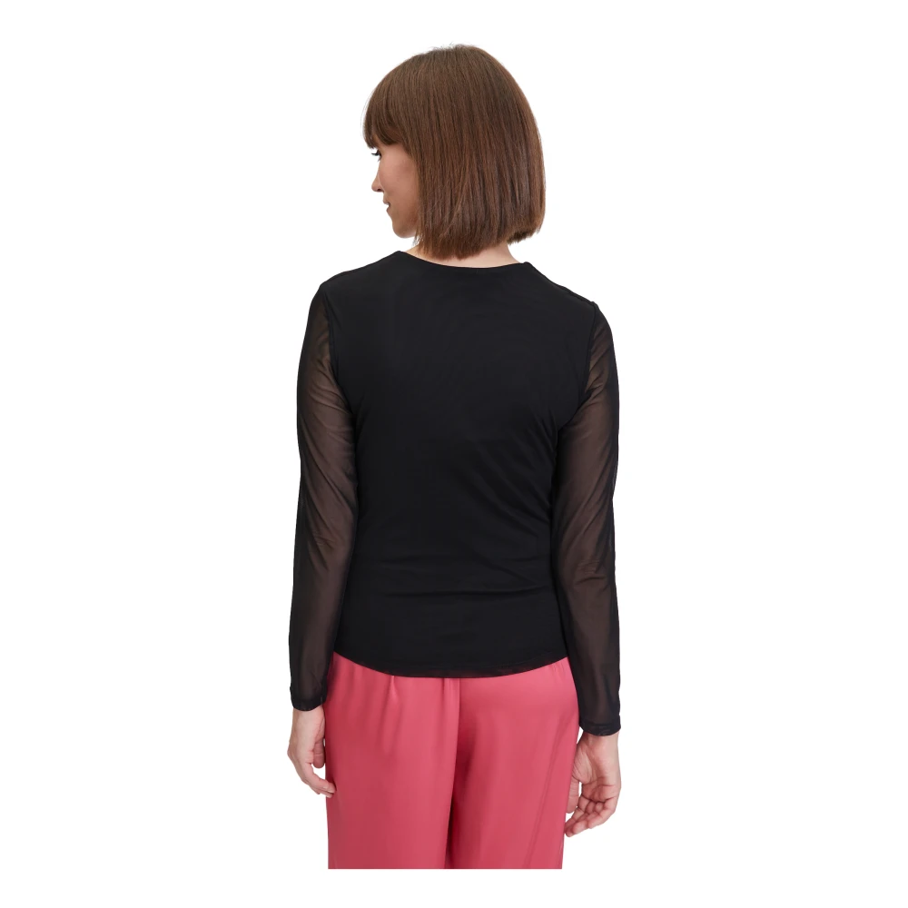 Vera Mont Elegante Shirt met Lange Mouwen en Ruches Black Dames