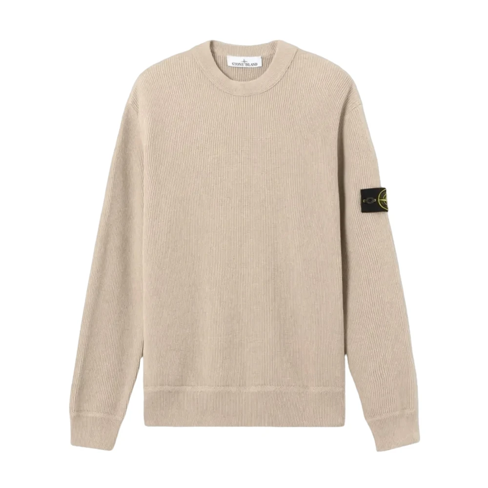 Stone Island Men's Beige Knit Crewneck Jumper - Round-Neck Knitwear - Xl - Knitwear