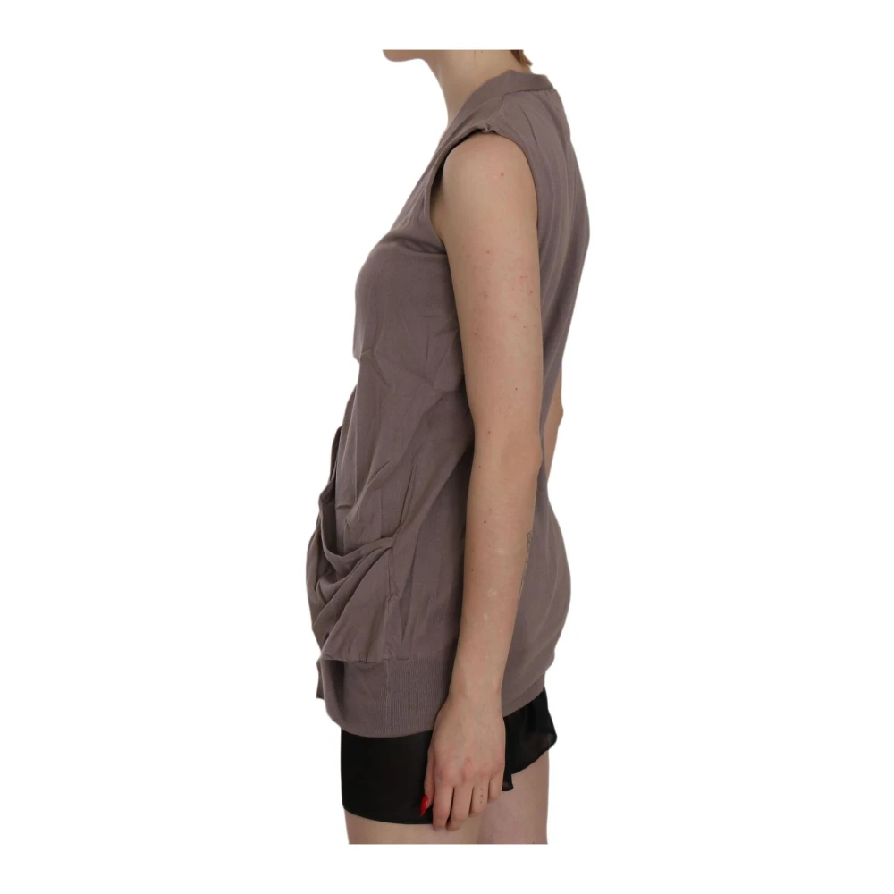 Pink Memories Bruine mouwloze vest met logodetails Brown Dames