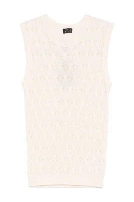 Beige Mesh Vest Sweater