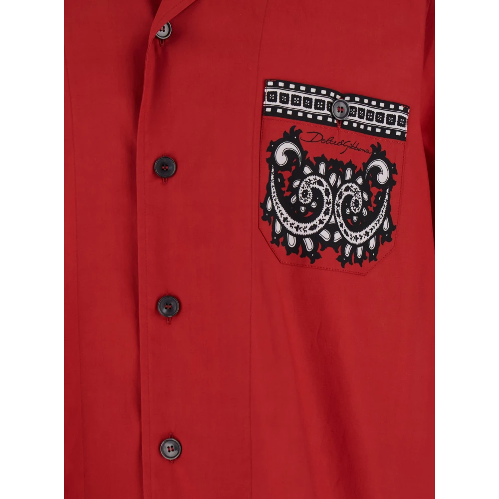 Dolce & Gabbana Rood Bandana Print Katoen Heren Shirt Red Heren