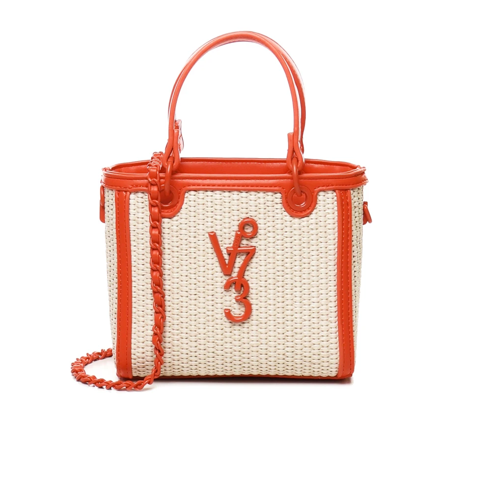 V73 Schoudertas met ketting en logoprint Beige Dames