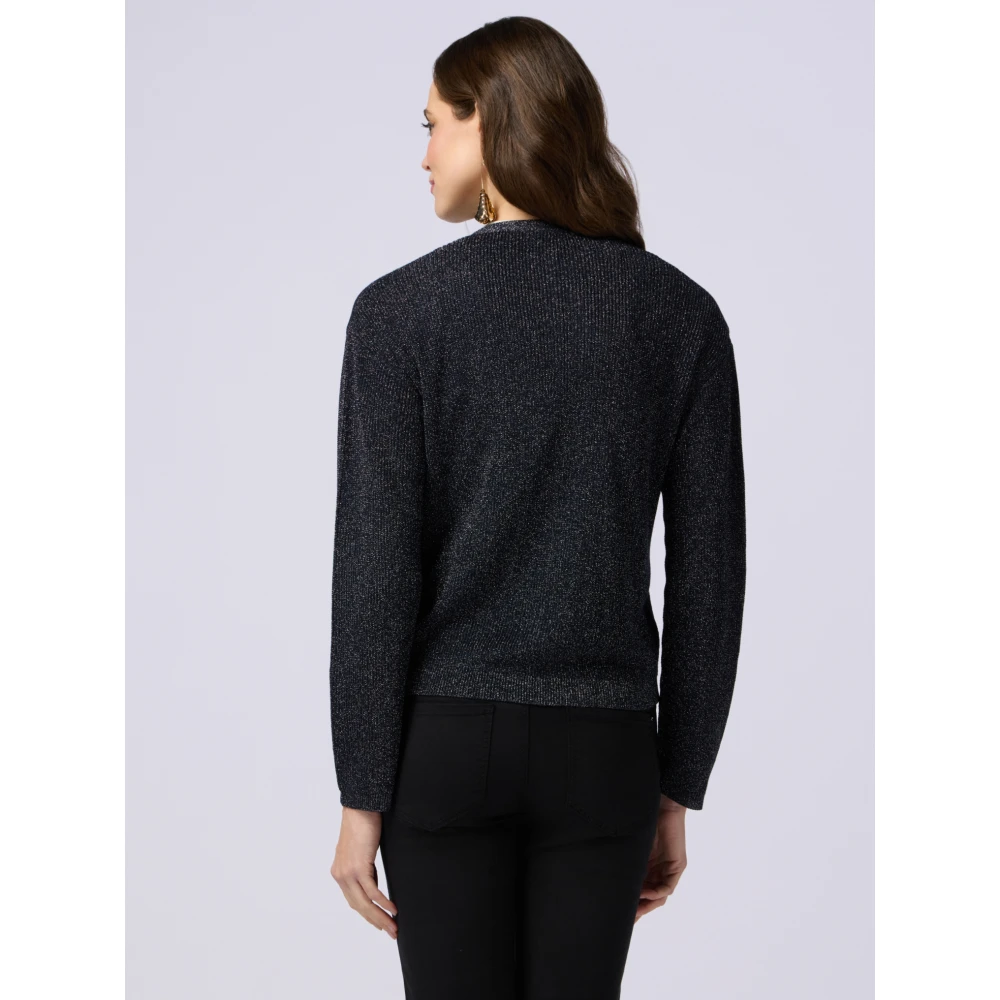 Oltre Lurex gebreid vest met juweelknopen Blue Dames