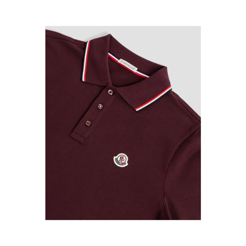Moncler Bordeaux Polo Shirt met Tricolor Detail Red Heren