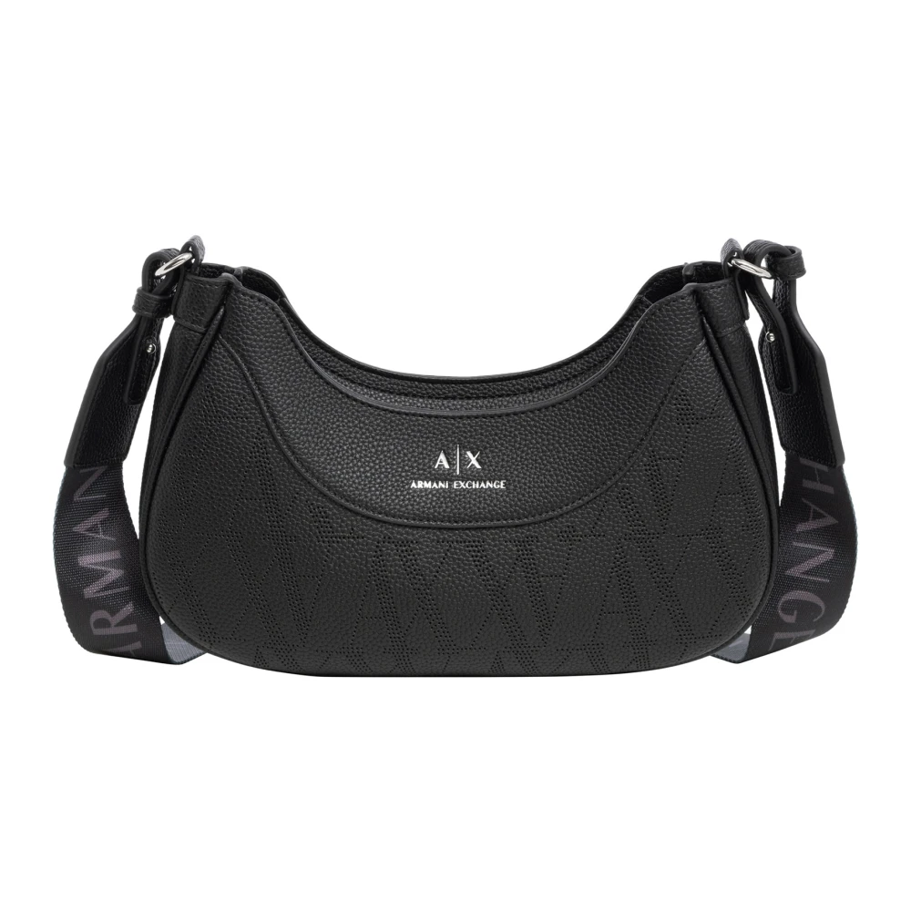 Armani Exchange Stilig Hobo-väska med Justerbar Rem Black, Dam