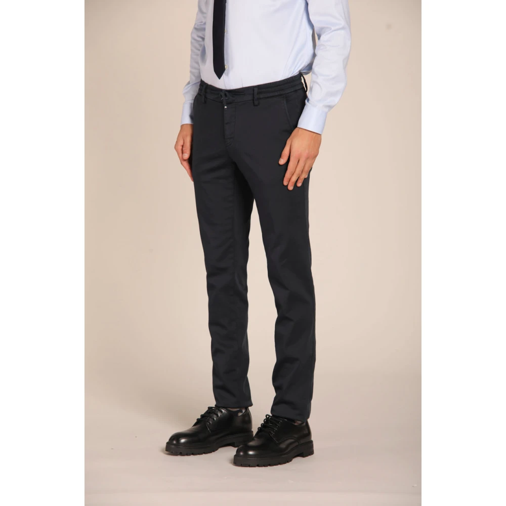 Mason's Slim Fit Jersey Chino Broek Navy Blauw Blue Heren