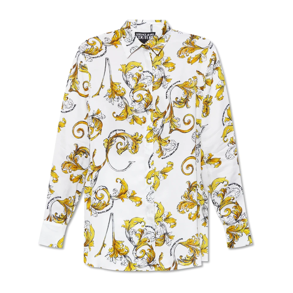 Versace Jeans Couture Shirt met Outline Barocco print White Dames