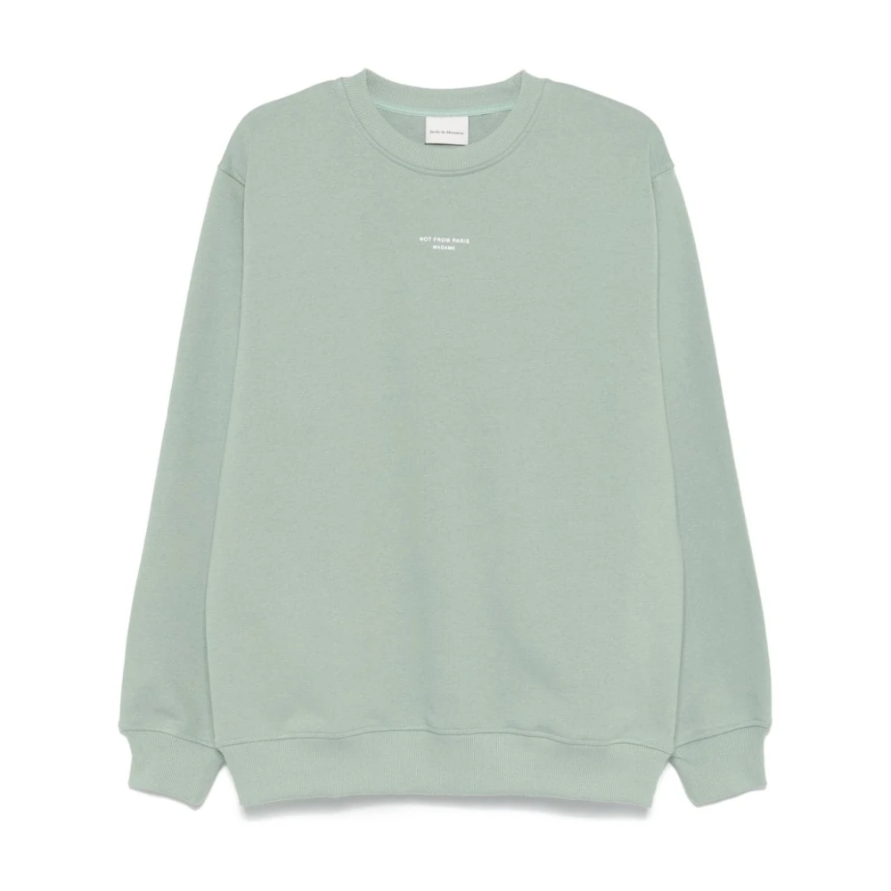 Drole de Monsieur Groene Slogan Print Crew Neck Sweater Green Heren