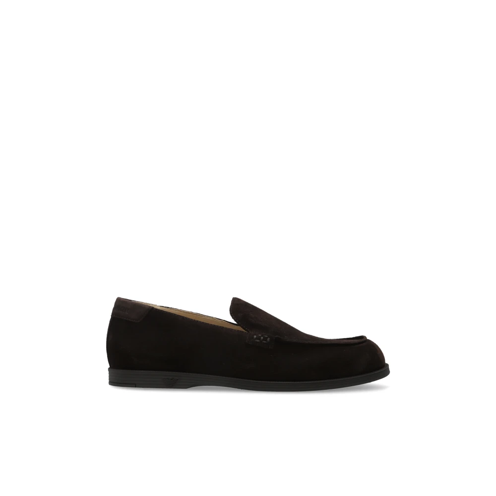 Emporio Armani Mannelijk Bruin Schoenen Heren, 43 Eu, Suède, Velours Suède Loafers