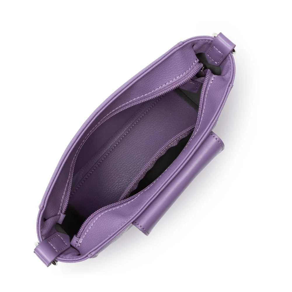Lancaster Zippée Maya Schoudertas in Donker Mauve Purple Dames