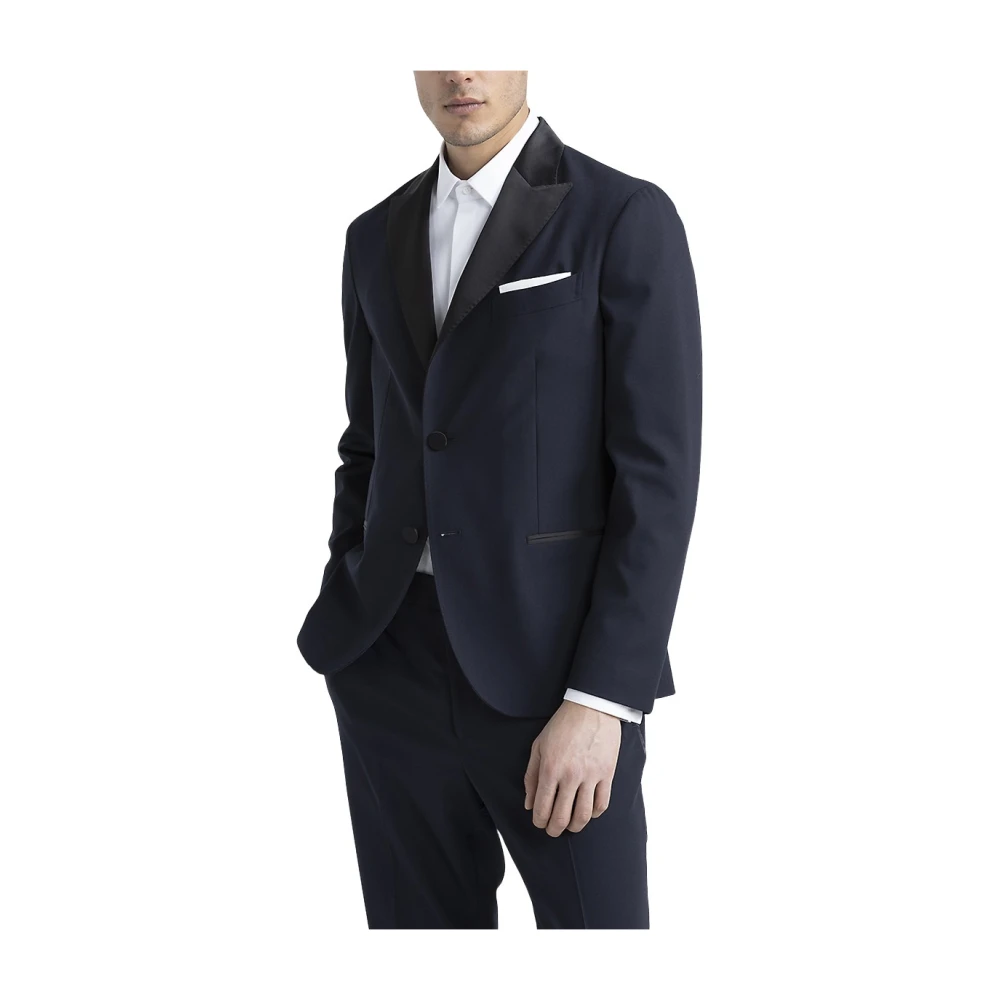 PESERICO Stretch technische wollen enkelborst avondtuxedo Blue Heren