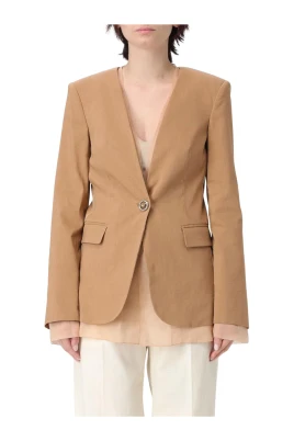 Tailored VNeck Linen Blazer