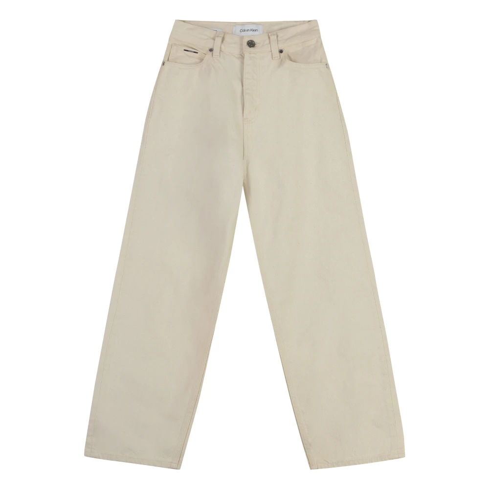 Calvin Klein Wijdvallende katoenen jeans met relaxte pasvorm Beige Dames