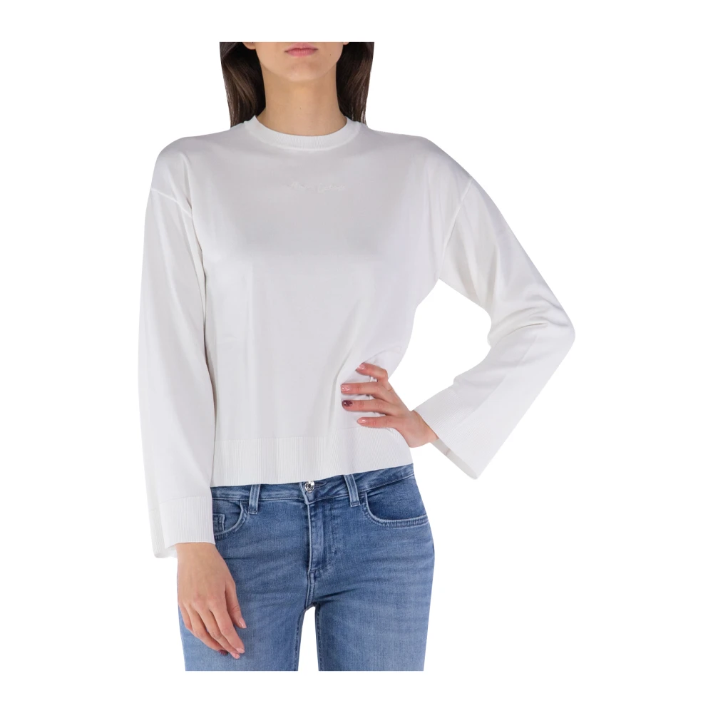 Emporio Armani Lichte Crewneck Sweater Ivoor Beige Dames
