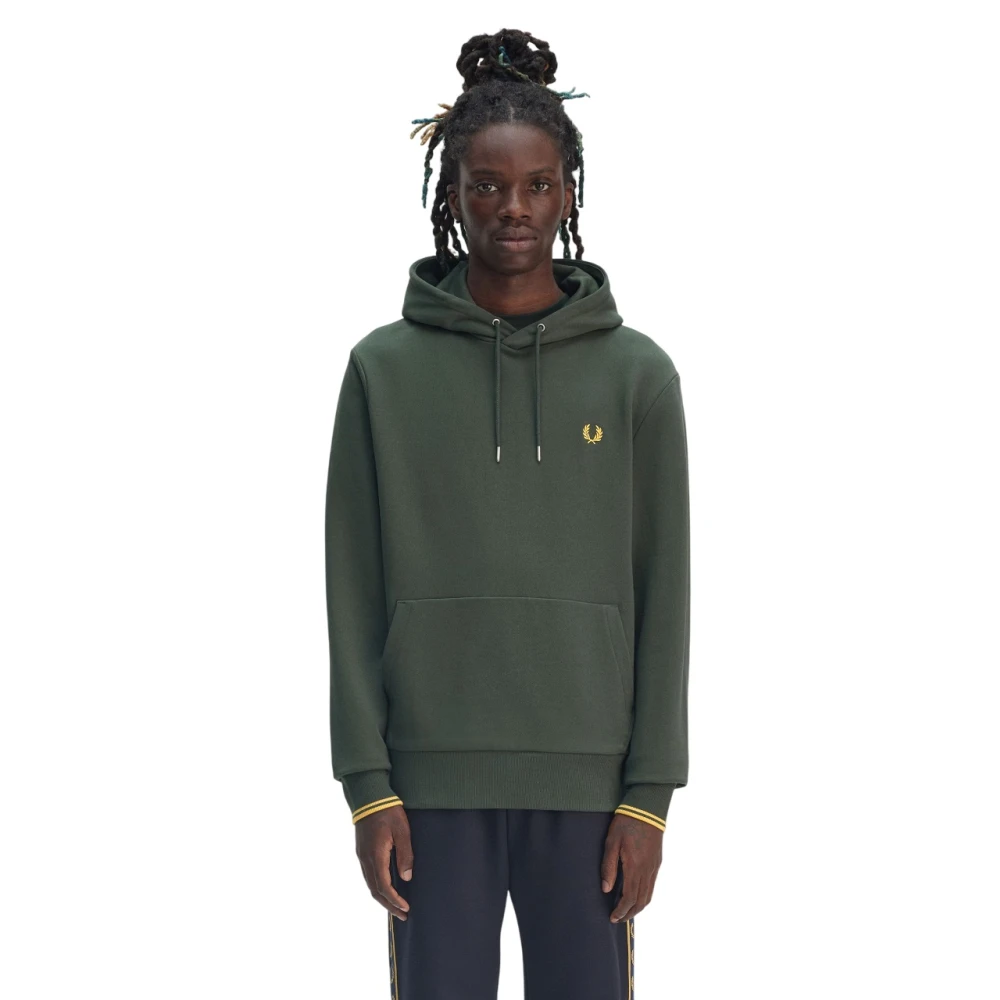 Fred Perry Groene hoodie met dubbele streepdetail Green Heren