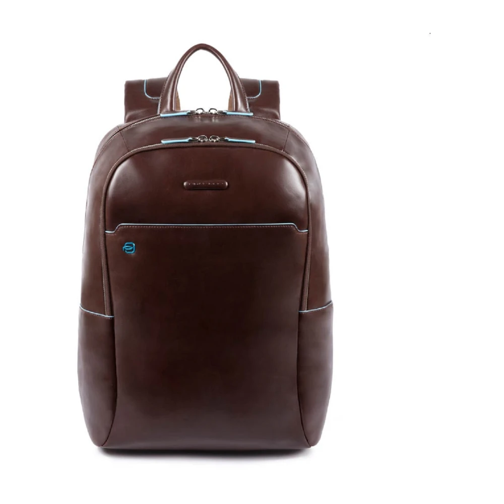 Piquadro Unisex Brown Backpacks, One Size, Dark Leather Backpack With Rfid Protection