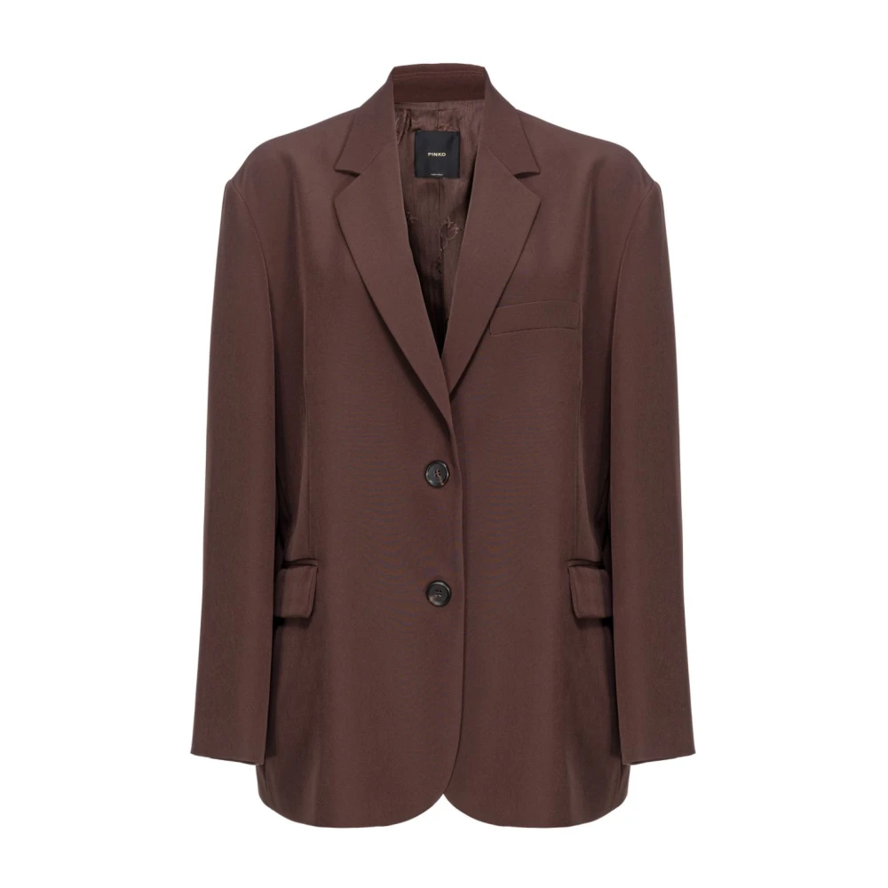 pinko Chocoladebruine Jas Met Revers Brown Dames