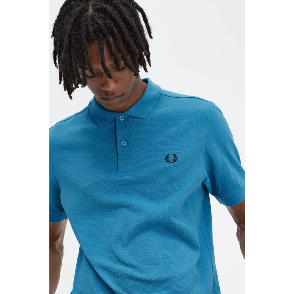 Fred Perry Blauw Piqué Polo Shirt Blue Heren
